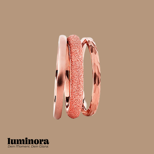 Ringset | 3tlg. | Sternenglanz rosa | Rosé-Glanz | Rotgold 585